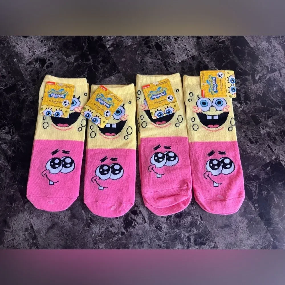 Bundle‎ Nickelodeon SpongeBob SquarePants Kids No Show Socks Shoes -4 pairs